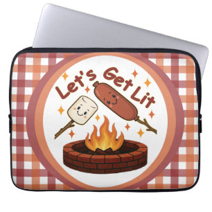 Capa Para Notebook Vamos nos soltar no fogos - Marshmallow e cachorro