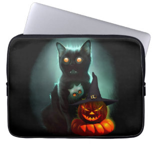 Capa Para Notebook Vampiro Gato e Mágico Pumpkin Halloween Surreal