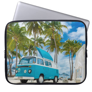 Capa Para Notebook van azul e branca na praia