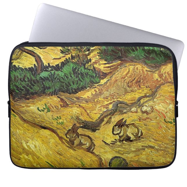 Capa Para Notebook Van Gogh - Campo com Dois Coelhos (Frente)