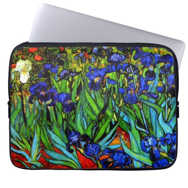 Capa Para Notebook Van Gogh - Irrises, pintura floral, (Frente)