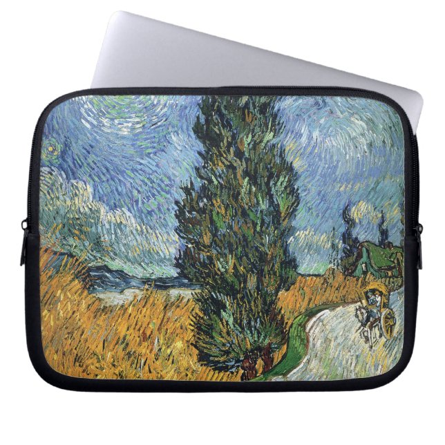 Capa Para Notebook Van Gogh Road Com Impressionismo De Cipras (Frente)