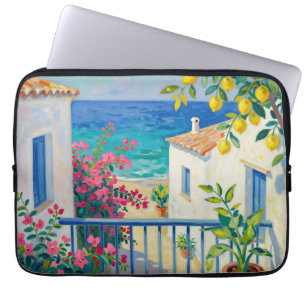 Capa Para Notebook Varanda Mediterrânea Limão Bougainvillea Vista par
