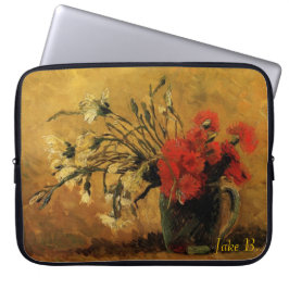 Capa Para Notebook vaso com cravos vermelhos e brancos, van Gogh