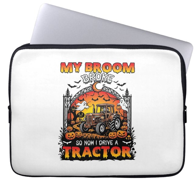 Capa Para Notebook Vassoura Quebrou Trator Halloween Bruxa Fantasmas_ (Frente)