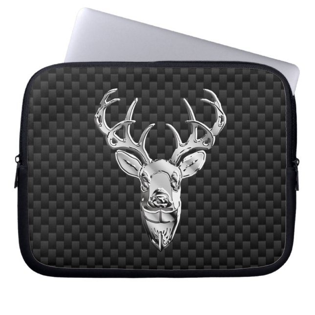 Capa Para Notebook Veado de Prata com Impressão de Estilo de Fibra de (Frente)