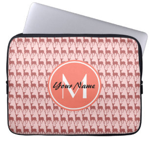 Capa Para Notebook Veado De Salmão Rosa, Monograma Personalizado, Per