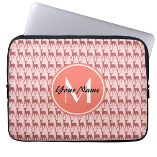 Capa Para Notebook Veado De Salmão Rosa, Monograma Personalizado, Per