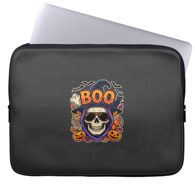 Capa Para Notebook Vector de Óculos de Sol Crânio Boo de Halloween (Frente)