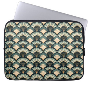 Capa Para Notebook Ventilador Teal & Beige inspirado no Japão