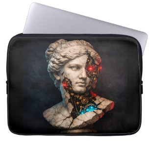 Capa Para Notebook Vênus Mecânica: Arte de Estátua Cyberpunk