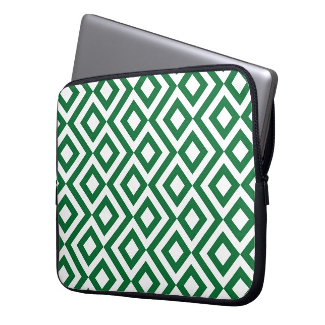 Capa Para Notebook Verde e Branco Meander (Frente Esquerda)