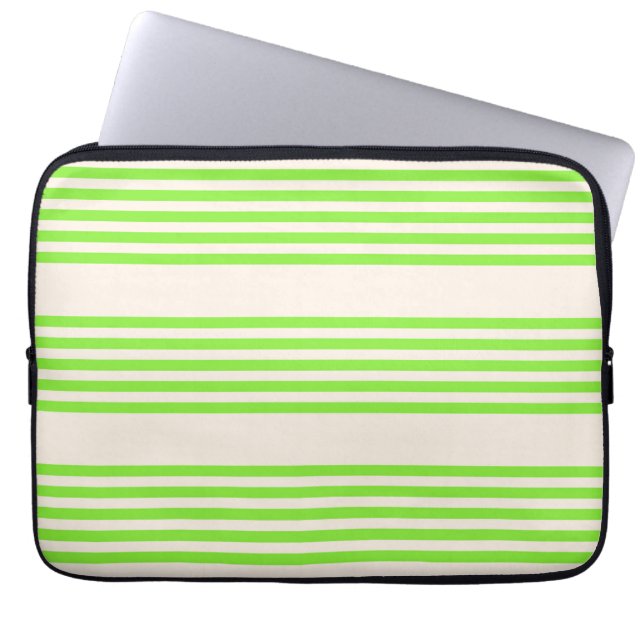 Capa Para Notebook Verde limão e bege cinco faixas (Frente)