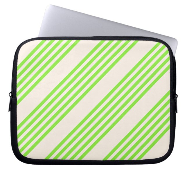 Capa Para Notebook Verde limão e bege cinco faixas (Frente)