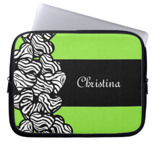 Capa Para Notebook Verde limão preto branco padrão da zebra