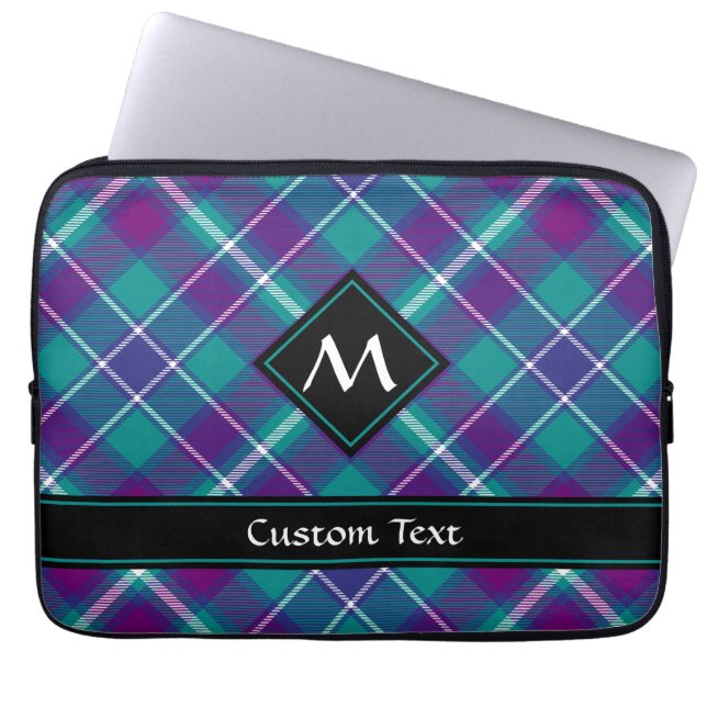 Capa Para Notebook Verde marinho, Roxo e Tartan Azul (Frente)