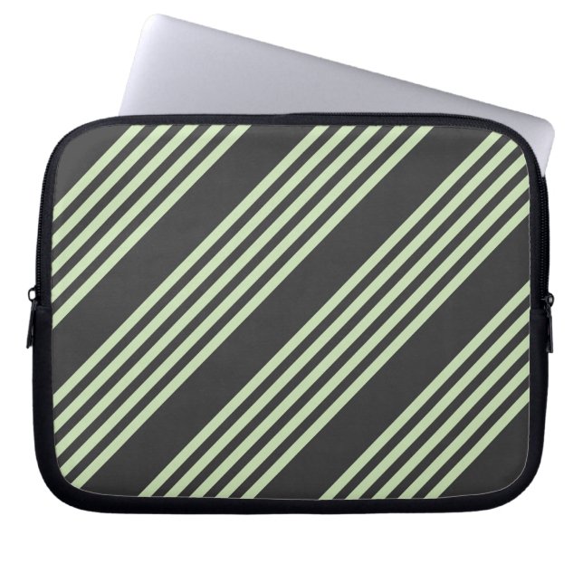 Capa Para Notebook Verde pálido e carvão de cinco faixas (Frente)