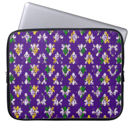 CAPA PARA NOTEBOOK VERDE PURPLE AMARELO BRANCO MARDI GRAS FLEUR DI LI