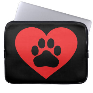 Capa Para Notebook Vermelho da pata do coração