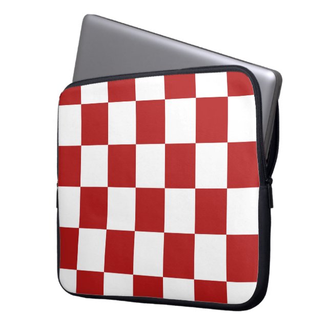 Capa Para Notebook Vermelho e branco verificados (Frente Esquerda)