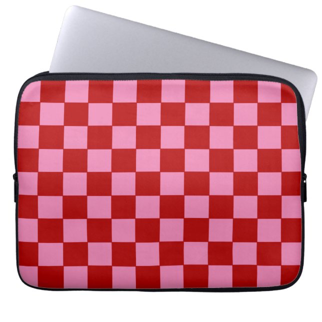 Capa Para Notebook Vermelho e Rosa Quente Verificados (Frente)