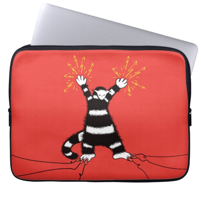 Capa Para Notebook Vermelho Engenheiro Elétrico de Gato Funso (Frente)