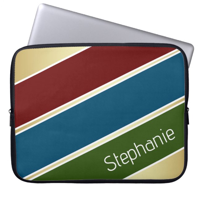 Capa Para Notebook Vermelho Escuro Personalizado, Azul Oceânico e Ver (Frente)