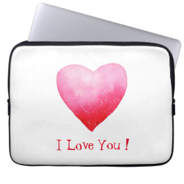 Capa Para Notebook Vermelho romântico minimalista Eu te amo coração