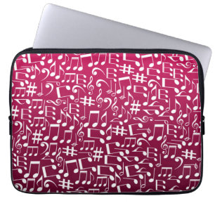 Capa Para Notebook Vermelho Roxo Burgundy Rico c/ Notas Musicais Danç