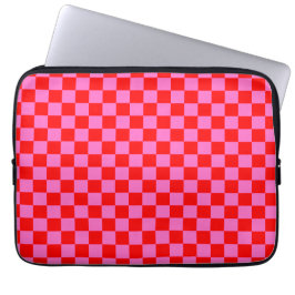 Capa Para Notebook Vermelhos e Rosa Neon Checkerboard Vintage