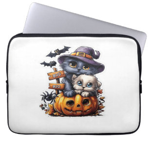 Capa Para Notebook Vestido de Gato de Halloween - Chapéu de Bruxas, A
