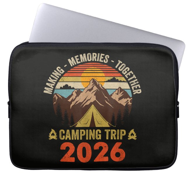 Capa Para Notebook Viagem de Acampamento Familiar Retro Sunset 2026  (Frente)