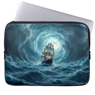 Capa Para Notebook Viagem de navio galeão de tempestade oceânica