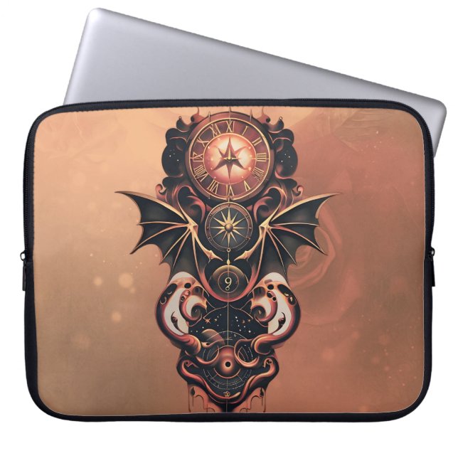 Capa Para Notebook Viagem de tempo místico com asas, relógio de galão (Frente)