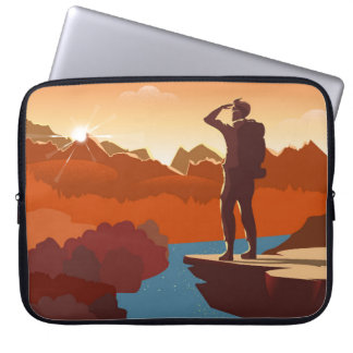 Capa Para Notebook Viajante ou explorador com mochila, em pé