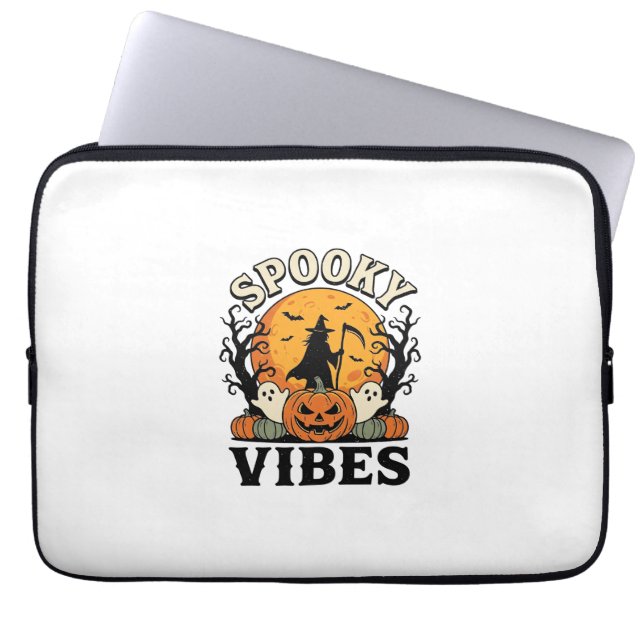 Capa Para Notebook Vibrações Assustadoras de Fantasma de Halloween Ab (Frente)