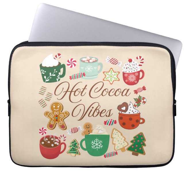 Capa Para Notebook Vibrações de Natal com Chocolate Quente (Frente)