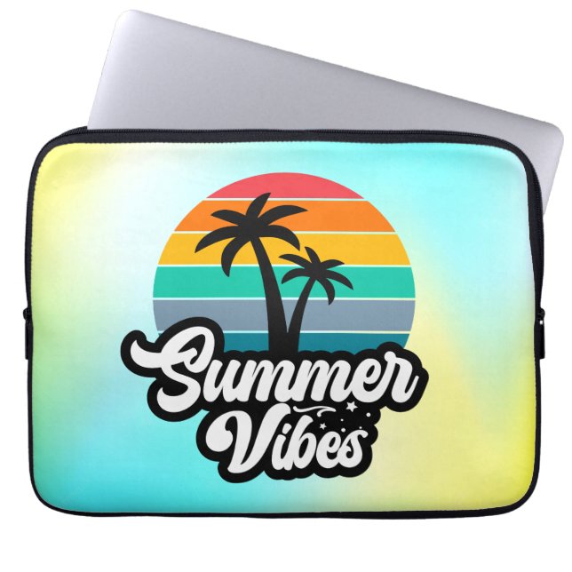 Capa Para Notebook Vibrações de Verão com Design de Palmeiras (Frente)