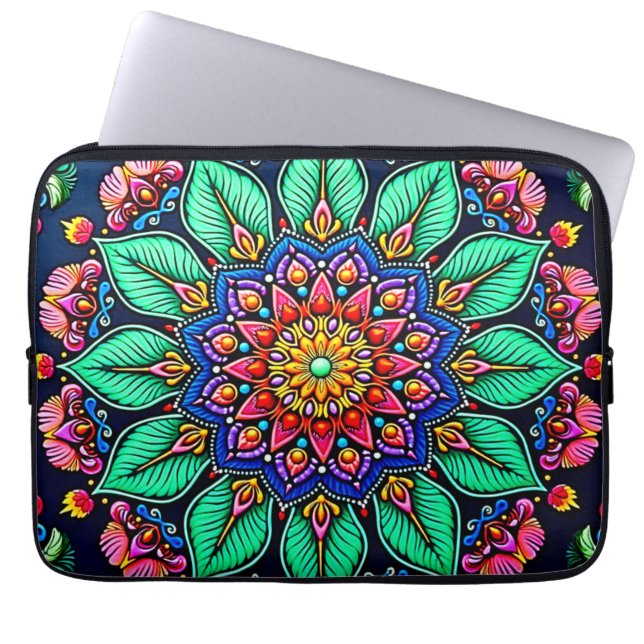 Capa Para Notebook Vibrant Floral Mandala Art (Frente)