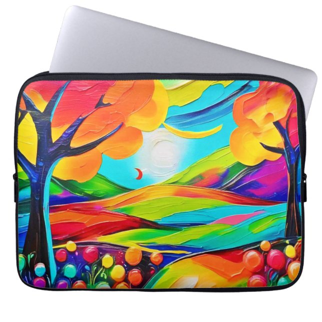 Capa Para Notebook Vibrant Hillside Harmony Painting (Frente)