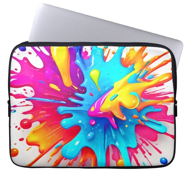 Capa Para Notebook Vibrant Neon Paint Splash Art (Frente)