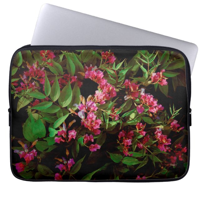 Capa Para Notebook Vibrant pink and green flower art (Frente)