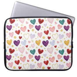 Capa Para Notebook Vibrant Rainbow Watercolor Hearts