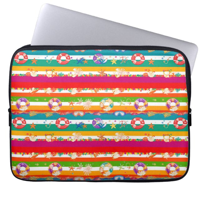 Capa Para Notebook Vibrant Summer Beach Themed Design (Frente)
