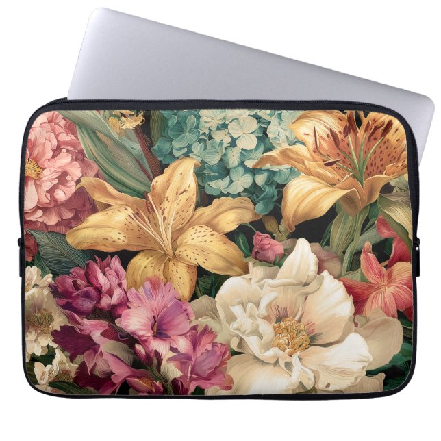 Capa Para Notebook Vibrant Vintage Floral Arrangement (Frente)