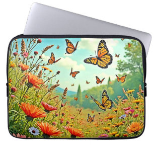 Capa Para Notebook Vibrant Wildflower Butterfly Joy Design