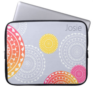 Capa Para Notebook Vibrante Amarelo Amarelo Aleatório Mandala em Nome
