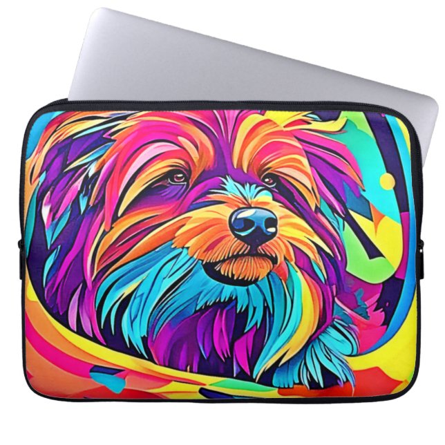 Capa Para Notebook Vibrante Yorkie Pop Art (Frente)