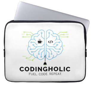 Capa Para Notebook Viciado em Código Cérebro Tech Programador Desen