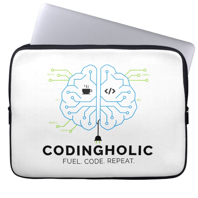 Capa Para Notebook Viciado em Código Cérebro Tech Programador | Desen (Frente)